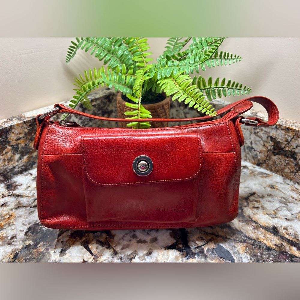Wilsons Leather Red/Orange Shoulder Bag with Wallet - Picture 6 of 15